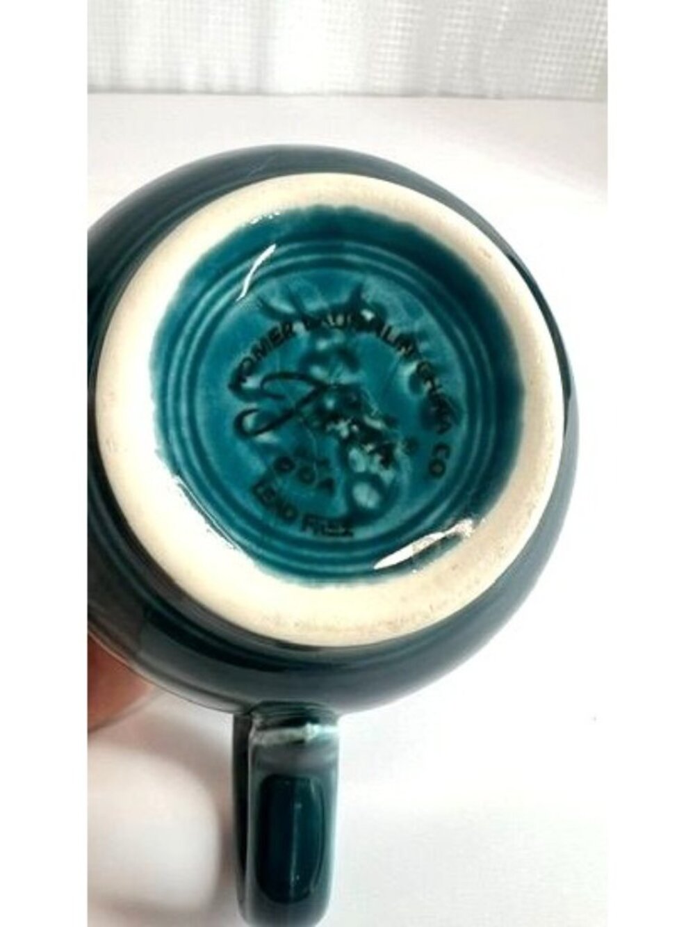 Vintage small Fiestaware ceramic tea cup green, juniper - Picture 7 of 7